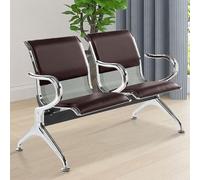 Banco reception 2 posti con braccioli e schienali, telaio in acciaio laminato a freddo resistente per aree di attesa in spazi pubblici