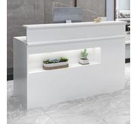 Banco Reception a Forma di L, Banco Reception con Ripiano Espositivo e Cassetti con Serratura, Banco Cassa in Piedi for Negozi Al Dettaglio(White,120cm)