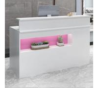 Banco Reception a Forma di L, Banco Reception con Ripiano Espositivo e Cassetti con Serratura, Banco Cassa in Piedi for Negozi Al Dettaglio(Pink,120cm)