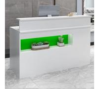 Banco Reception a Forma di L, Banco Reception con Ripiano Espositivo e Cassetti con Serratura, Banco Cassa in Piedi for Negozi Al Dettaglio(Green,80cm)