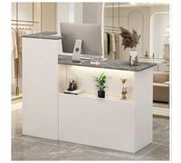 Banco reception, Banco reception con ripiano espositivo, Banchi receptions con luce LED, Banchi cassa per la hall del check-out Salone di bellezza e ufficio,Gray right,120x42x100cm