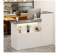 Banco reception, Banco reception con ripiano espositivo, Banchi receptions con luce LED, Banchi cassa per la hall del check-out Salone di bellezza e ufficio,Gray left,100x42x100cm