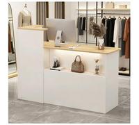 Banco reception, Banco reception con ripiano espositivo, Banchi receptions con luce LED, Banchi cassa per la hall del check-out Salone di bellezza e ufficio,Walnut right,140x42x100cm