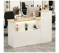 Banco reception, Banco reception con ripiano espositivo, Banchi receptions con luce LED, Banchi cassa per la hall del check-out Salone di bellezza e ufficio,Walnut left,140x42x100cm