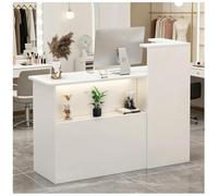 Banco reception, Banco reception con ripiano espositivo, Banchi receptions con luce LED, Banchi cassa per la hall del check-out Salone di bellezza e ufficio,White left,140x42x100cm