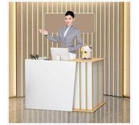 Banco Reception Bancone Cassa per Negozio con Chiudibile Cassetti, Banco della Reception Semplice Moderno supermercato,Bancone Negozio per Ufficio(Size:100x40x90cm,Color:Colore stampato bianco sporco)