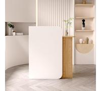 Banco Reception Bancone Cassetti, Ufficio Bancone Tavolo Ricezione Angolare, Cassa Negozio, Centrale Estetico, Hotel (White with Wood Grain)