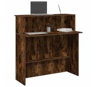 Banco Reception, Bancone Frontale con Ripiano, 100 X 50 X 103,5 Cm, Bancone Reception per Ufficio in Derivati del Legno per Salone, Negozio Al Dettaglio, Clinica o Hall, (Rovere affumicato)
