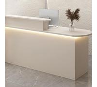 Banco Reception, Bancone Reception, Bancone con Luce LED, Banconi for La Vendita Al Dettaglio con Cassetto e Mobile(Beige A,140x55x100cm)