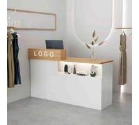 Banco Reception Bancone Reception Tavolo Reception per Ufficio Con Cassetti e Ripiani Bancone Negozio Reception per Reception di Hotel, Negozi di Abbigliamento,Parrucchiere(Wood grain right,160x50x110