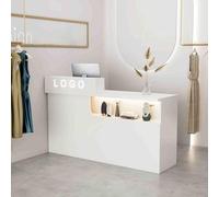 Banco Reception Bancone Reception Tavolo Reception per Ufficio Con Cassetti e Ripiani Bancone Negozio Reception per Reception di Hotel, Negozi di Abbigliamento,Parrucchiere(All white right,100x50x110c