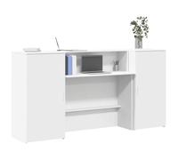 Banco Reception Bianco 200x50x103,5 cm in Legno Multistrato - Modern Office Reception Desk with Storage, Durable Chipboard, Versatile for Hotel Lobby, Clinic, Salon, Easy Assembly, White Finish