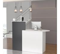 Banco reception Cassettiera con ripiano e cassetto, bancone patchwork nero-grigio, MDF, 40 x 121 x 110 cm
