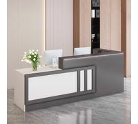 Banco reception commerciale con piano aggiuntivo e illuminazione soffusa integrata per negozi, ristoranti e piccoli uffici - Grande, grigio scuro + bianco