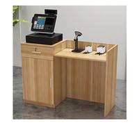 Banco reception con cassetti per ufficio e vendita al dettaglio, design moderno, finitura noce chiaro, 120 x 41,6 x 80 cm, elegante mobile da ricevimento