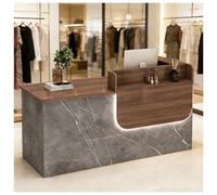 Banco reception con cassetti Striscia LED Banchi reception con bancone Banco receptions cons contenitore Banchi cassa per ufficio negozio hall salone di bellezza,N left,140x60x100cm