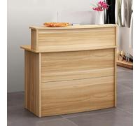 Banco reception con cassetto bloccabile e pannelli per la privacy, 119,9 x 45 x 100,8 cm, finitura in legno con venature, ideale per vetrine e showroom
