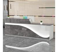 Banco reception con cassetto chiudibile a chiave, moderno banco casse, postazione di lavoro per computer per negozi al dettaglio, 201x60x100cm, bancone anteriore per negozi di abbigliamento