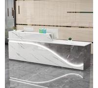 Banco reception con cassetto chiudibile a chiave, moderno banco casse, postazione di lavoro per computer per negozi al dettaglio, 201x60x100cm, bancone anteriore per negozi di abbigliamento