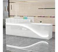 Banco reception con cassetto chiudibile a chiave, moderno banco casse, postazione di lavoro per computer per negozi al dettaglio, 201x60x100cm, bancone anteriore per negozi di abbigliamento