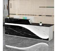 Banco reception con cassetto chiudibile a chiave, moderno banco casse, postazione di lavoro per computer per negozi al dettaglio, 201x60x100cm, bancone anteriore per negozi di abbigliamento