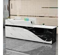 Banco reception con cassetto chiudibile a chiave, moderno banco casse, postazione di lavoro per computer per negozi al dettaglio, 201x60x100cm, bancone anteriore per negozi di abbigliamento