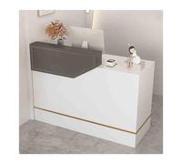 Banco reception con cassetto tastiera elegante display per negozi di abbigliamento Beauty Salo Hair Salo Design moderno in bianco e grigio scuro lato destro 120 cm