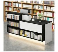 Banco Reception con Controbanco, luci LED e Ripiano per Tastiera, Banco Reception Moderno con Cassetto con Serratura, Banco Cassa per Negozi con Passacavi per Negozi,A Left,120x60x100cm