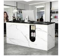 Banco reception con illuminazione a LED, Banco reception con cassetto chiudibile a chiave, Banchi cassa piccoli, Banchi vendita al dettaglio cons espositore as 3 ripiani,C,150x55x90cm