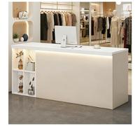 Banco reception con illuminazione a LED Banco reception con cassetto chiudibile as chiave Banchi cassa per salone di bellezza Mobile a 2 ripiani cons frontale aperto,K right,120x60x90cm