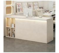 Banco reception con illuminazione a LED Banco reception con cassetto chiudibile as chiave Banchi cassa per salone di bellezza Mobile a 2 ripiani cons frontale aperto,G right,140x60x90cm