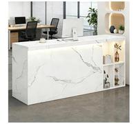 Banco reception con illuminazione a LED Banco reception con cassetto chiudibile as chiave Banchi cassa per salone di bellezza Mobile a 2 ripiani cons frontale aperto,N left,140x60x90cm