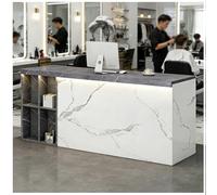 Banco reception con illuminazione a LED Banco reception con cassetto chiudibile as chiave Banchi cassa per salone di bellezza Mobile a 2 ripiani cons frontale aperto,E right,160x60x90cm