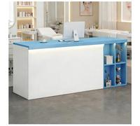 Banco reception con illuminazione a LED Banco reception con cassetto chiudibile as chiave Banchi cassa per salone di bellezza Mobile a 2 ripiani cons frontale aperto,F left,120x60x90cm