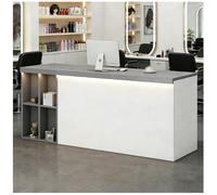 Banco reception con illuminazione a LED Banco reception con cassetto chiudibile as chiave Banchi cassa per salone di bellezza Mobile a 2 ripiani cons frontale aperto,L right,140x60x90cm