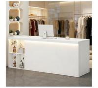 Banco reception con illuminazione a LED Banco reception con cassetto chiudibile as chiave Banchi cassa per salone di bellezza Mobile a 2 ripiani cons frontale aperto,M right,100x60x90cm