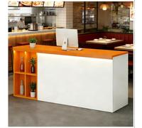 Banco reception con illuminazione a LED Banco reception con cassetto chiudibile as chiave Banchi cassa per salone di bellezza Mobile a 2 ripiani cons frontale aperto,B right,140x60x90cm