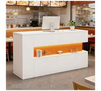 Banco reception con luce LED e sistema di gestione cavi nascosto, banco cassa con ripiani, bancos reception piccolo, banchi espositivi per hall e uffici,N right,140x55x90cm