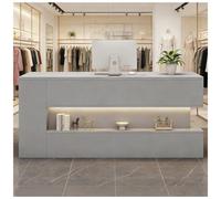 Banco reception con luce LED e sistema di gestione cavi nascosto, banco cassa con ripiani, bancos reception piccolo, banchi espositivi per hall e uffici,H right,120x55x90cm