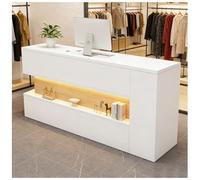 Banco reception con luce LED e sistema di gestione cavi nascosto, banco cassa con ripiani, bancos reception piccolo, banchi espositivi per hall e uffici,O left,100x55x90cm