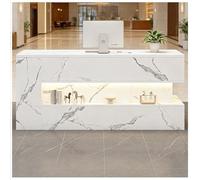 Banco reception con luce LED e sistema di gestione cavi nascosto, banco cassa con ripiani, bancos reception piccolo, banchi espositivi per hall e uffici,G right,130x55x90cm