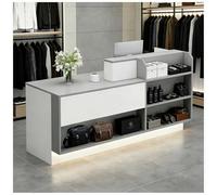 Banco Reception con luci LED e Ripiano per Tastiera, Tavolo Reception Moderno a Forma di L, con Passacavi, Cassetti con Serratura, Banco Cassa per Negozi,B Right,160x60x100cm