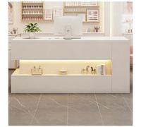 Banco reception con ripiani portaoggetti, Banco reception moderno con cassetto illuminato a LED, Bancos cassa piccolo, Banchi cassa per saloni di bellezza e uffici,M left,120x55x90cm