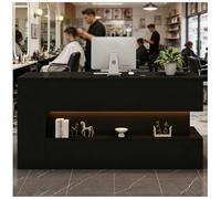 Banco reception con ripiani portaoggetti, Banco reception moderno con cassetto illuminato a LED, Bancos cassa piccolo, Banchi cassa per saloni di bellezza e uffici,L right,150x55x90cm