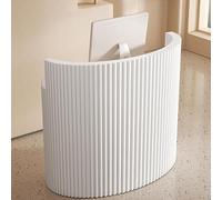 Banco Reception Curvo, Tavolo da Reception Dal Design Moderno a Righe Verticali con Cassetto e Ripiani Aperti, per Ufficio, Salone, Hall, Retail Hotel, 80x50x100 cm Color C