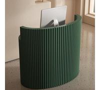 Banco Reception Curvo, Tavolo da Reception Dal Design Moderno a Righe Verticali con Cassetto e Ripiani Aperti, per Ufficio, Salone, Hall, Retail Hotel, 80x50x100 cm Color A