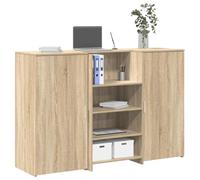 Banco Reception Desk 155cm Office Furniture with Storage Cabinet, Sonoma Oak Multilayer Wood, Modern Reception Counter for Hotel Lobby, Clinic, Salon, Durable & Spacious Workstation 155x50x103.5cm