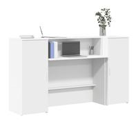 Banco Reception Desk 180x50x103.5 cm White Multilayer Wood - Modern Office Furniture with Storage Cabinet, Countertop for Hotel Lobby, Clinic, Salon Durable & Easy Assembly Reception Counter