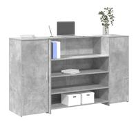 Banco Reception Desk 180x50x103.5cm Grey Cemento with Storage Cabinet, Multilayer Plywood Office Furniture for Hotel Lobby, Clinic, Salon, Modern Design with Integrated Countertop, Durable & Spacious