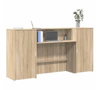 Banco Reception Desk 200x50x103.5 cm Oak Sonoma with Storage Cabinet, Modern Office Furniture for Hotel Lobby & Medical Clinic, Durable Plywood Counter with High Privacy Panel & Easy Assembly